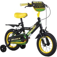 Sonic Buzz 12" Wheel Boys Bicycle Single Speed With Stabilisers - Black And Yellow