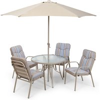 Robert Dyas Provence 4-Seater Metal Garden Furniture Set With Parasol
