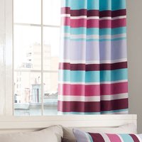 Catherine Lansfield Modern Textured Stripe Eyelet Curtains - Multi