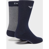 Emporio Armani 2 Pack Stripe Socks - Blue, Blue