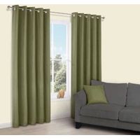 Candra Green Herringbone Jacquard Eyelet Lined Curtains (W)117cm (L)137cm