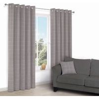 Carlena Brown & Cream Check Eyelet Lined Curtains (W)167cm (L)183cm