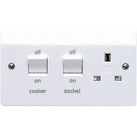 MK 45A Double Pole White Cooker Switch & Socket With Comes With 13 A Switch Socket - K5060RPWHI