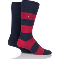 Mens 2 Pair Tommy Hilfiger Rugby Striped Cotton Socks