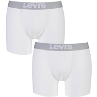 Mens 2 Pack Levis Plain Cotton Boxer Shorts In White