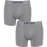Mens 2 Pack Levis Plain Cotton Boxer Shorts In Middle Grey Melange