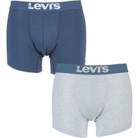 Mens 2 Pack Levis Plain Cotton Boxer Shorts In Ensign Blue