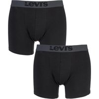 Mens 2 Pack Levis Plain Cotton Boxer Shorts In Jet Black