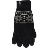 Mens 1 Pair Heat Holders 2.3 Tog Fairisle Gloves In Black