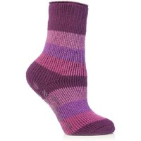 Kids 1 Pair SockShop Striped Slipper Heat Holders Size 9-12 Socks