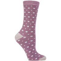 Ladies 1 Pair Charnos Bamboo Spotty Socks With Contrast Heel And Toe