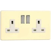 Varilight 13A White Chocolate Switched Double Socket