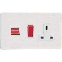 Varilight 45A Double Pole Ice White Cooker Switch & Socket With Comes With 13 A Switch Socket