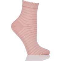 Ladies 1 Pair Levante Luisella Striped Tulle Mercerised Cotton Ankle Socks