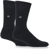 Mens 2 Pair Gentle Grip Plain Cushioned Socks In Black