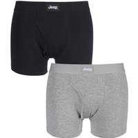 Mens 2 Pack Jeep Cotton Plain Fitted Key Hole Trunk Boxer Shorts