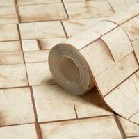 Muriva Small Wooden Blocks Brown Wallpaper