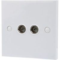 Tristar White Twin Coaxial Outlet Plate