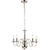 Manning Clear Polished Nickel 5 Lamp Ceiling Light