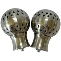 Stainless Steel Effect Pierced Metal Ball Curtain Finial (Dia)28mm Pack Of 2