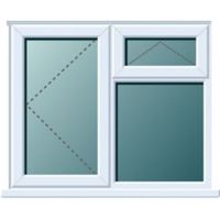 White PVCu LH Side Hung With Top Vent Over Fixed Lite Window (H)970mm (W)905mm