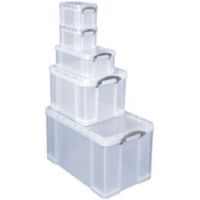 Really Useful Clear Plastic Storage Box Set Of 5