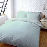 Colours Zen Plain & Striped Duck Egg Single Bed Set
