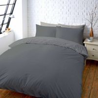 Colours Zen Plain & Striped Grey King Size Bed Set