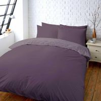 Colours Zen Plain & Striped Blueberry King Size Bed Set
