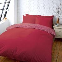 Colours Zen Plain & Striped Red King Size Bed Set