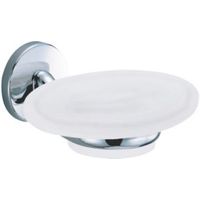 B&Q Curve White Chrome Effect Wall Mounted Soap Dish