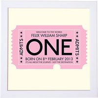 Modo Creative Personalised Admission Ticket Framed Print, 18 X 18cm