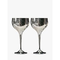 Culinary Concepts Hammered Wine Goblets, Box Of 2, Silver