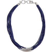 John Lewis Multi Row Cord Necklace, Silver/Navy