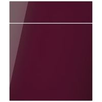 Cooke & Lewis Raffello High Gloss Aubergine Slab Drawerline Door & Drawer Front (W)600mm Set Door & 1 Drawer Pack