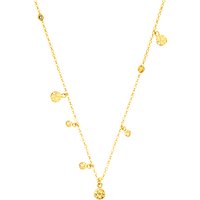 Auren 18ct Gold Vermeil Small Hammered Discs And Diamond Drop Necklace, Gold
