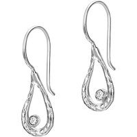 Dower & Hall Silver Open Teardrop White Topaz Earrings, Silver