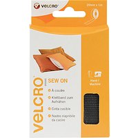 VELCRO® Brand Sew-On Tape, 20mm X 1m, Black