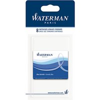 Waterman Standard Ink Cartridges, Blue, Pack Of 8