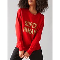 Selfish Mother Super Human Crew Neck Sweatshirt, Red/Gold