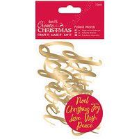 Docrafts Foiled Christmas Words, Pack Of 12, Gold