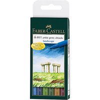 Faber-Castell Pitt Pen Brush Landscape Set, Pack Of 6, Multi