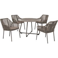 KETTLER Manhattan 4 Seater Table & Twist Chairs Set, Taupe