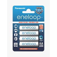 Panasonic Eneloop Pre-Charged Rechargeable AA Batteries, Pack Of 4