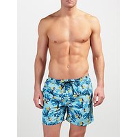John Lewis Sea Floral Print Swim Shorts, Blue