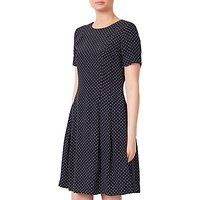 John Lewis Spot Fit And Flare Dress, Navy