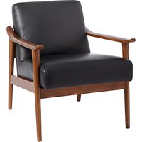 West Elm Mid-Century Leather Show Wood Chair, Nero Leather/Pecan
