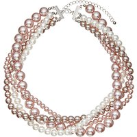 John Lewis Multi Row Faux Pearl Layered Necklace, Pink/Cream