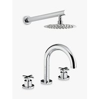 Abode Serenitie Thermostatic Deck Mounted 3 Hole Bath Mixer Tap With Wall Mounted Shower