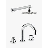 Abode Harmonie Thermostatic Deck Mounted 3 Hole Bath Mixer Tap With Wall Mounted Shower